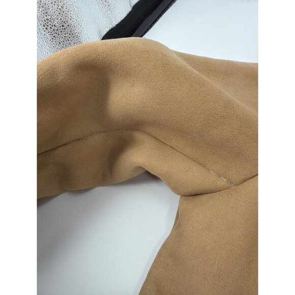 Y2K Esprit Womens XL Faux Suede Shearling Penny Lane Coat Beige Sherpa Lined - Picture 6 of 9